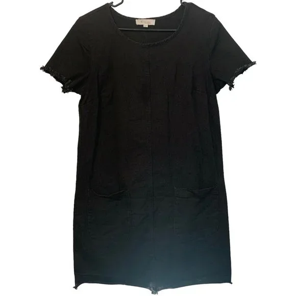 Two by Vince Camuto | M | Black Stretch Denim Released Hem Shift Dress